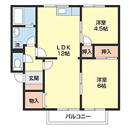 セジュールアキバ 2LDKの間取図画像