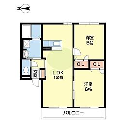 リッチンコート1 2LDKの間取図画像