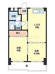 秋月マンション 2LDKの間取図画像