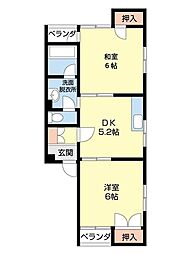 雄湊ハイツ 2DKの間取図画像