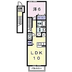 サンモール　Ｍ 2階1LDKの間取り