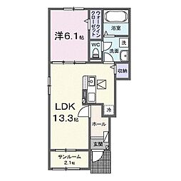 カルムメゾンI 1LDKの間取図画像