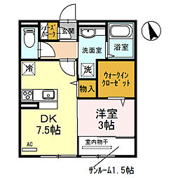 パインズコート5 1DKの間取図画像