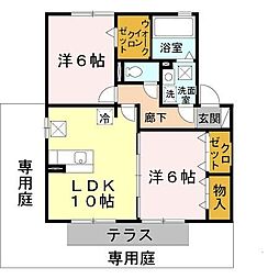 パインテイルA棟 2LDKの間取図画像