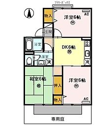 ピュアハイツ有本 3DKの間取図画像