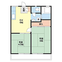 川畑ハイツ 2DKの間取図画像