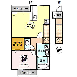 パルテール小雑賀 1LDKの間取図画像