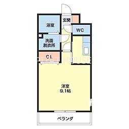 リヴェール 1Kの間取図画像