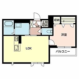 ベレオクシモトA棟 1LDKの間取図画像
