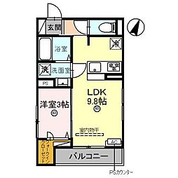 ルーチェ秋月 1LDKの間取図画像