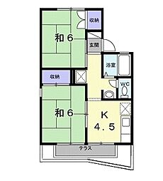 セジュールあきら 2Kの間取図画像