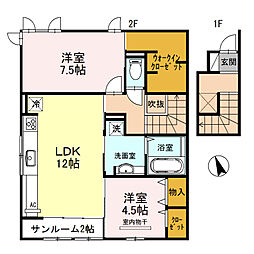 D-roomシャルムB 2LDKの間取図画像