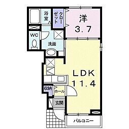 セイバリーB 1LDKの間取図画像