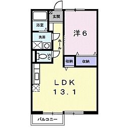 メゾン紀伊2 1LDKの間取図画像