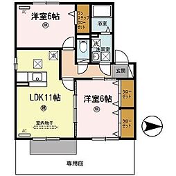 カーザ・エフリールA 2LDKの間取図画像