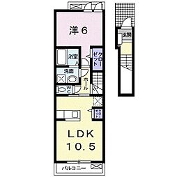 コートジュネスB 1LDKの間取図画像