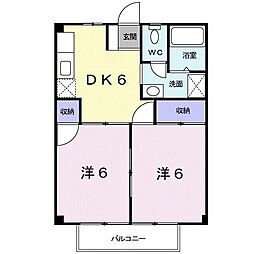 シャロル内原 2DKの間取図画像