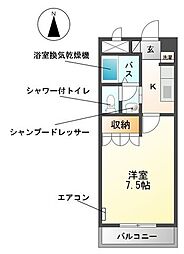 メゾン・弘西 1Kの間取図画像