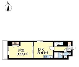 Ubldg.三木町 1DKの間取図画像