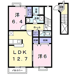 プロメナーデ名草 2LDKの間取図画像