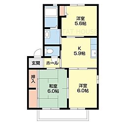 ラウンド・1 3Kの間取図画像