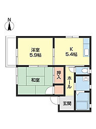フォーレス花野1 2Kの間取図画像