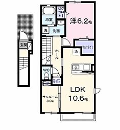 フロレゾンD 1LDKの間取図画像