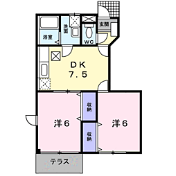 ジョイ・リバー2 2DKの間取図画像