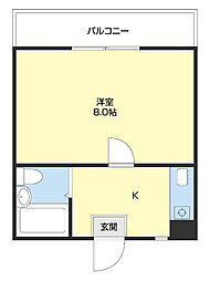 フィオーレN 1Kの間取図画像