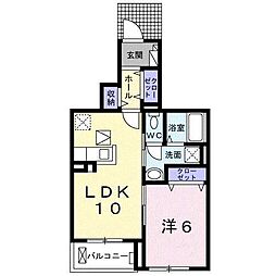 ルミナーレ西浜 1LDKの間取図画像