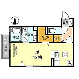 D-room西小二里 ワンルームの間取図画像