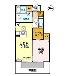 D-room東高松 1LDKの間取図画像