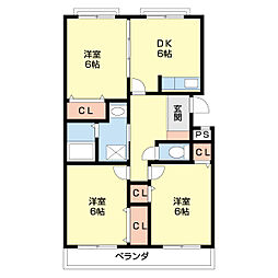 トゥールビヨン 3DKの間取図画像