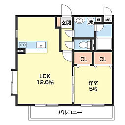 SMYRAMUKONOSHIBA 1LDKの間取図画像