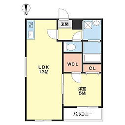フジパレス吹屋町2番館 1LDKの間取図画像