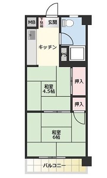 高宮マンション ｜福岡県福岡市南区市崎1丁目(賃貸マンション2K・3階・26.01㎡)の写真 その2