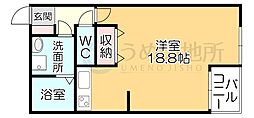 レアルグレイス ワンルームの間取図画像