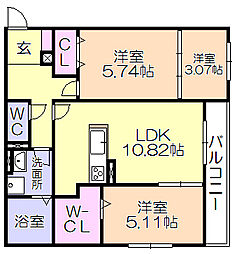 モンベール南風 3LDKの間取図画像