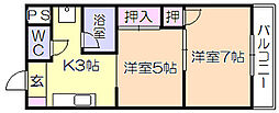 アドバンス弐番館 2Kの間取図画像