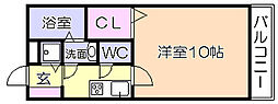 フランドール 1Kの間取図画像