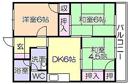 コーポ若葉荘 3DKの間取図画像