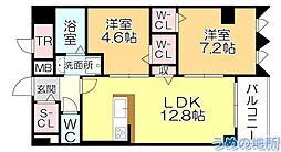 ELGRANDKURUME 2LDKの間取図画像
