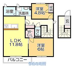 HEARTY'SENTE 2LDKの間取図画像