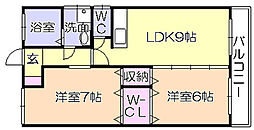 江崎ビル 2LDKの間取図画像