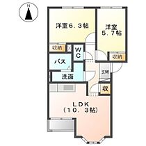 プランドール小池原 201 ｜ 大分県大分市大字小池原209番（賃貸アパート2LDK・2階・51.15㎡） その2