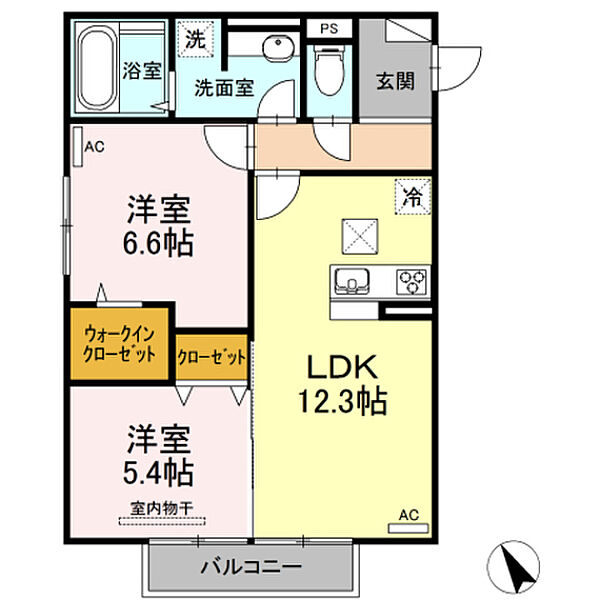 ロイヤルヴィラＬｕｌｕ 103｜大分県大分市大字常行(賃貸アパート2LDK・1階・58.67㎡)の写真 その2