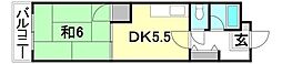 メゾンミヤザキ山越 1DKの間取図画像