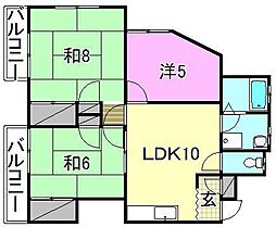 KR西垣生 3LDKの間取図画像
