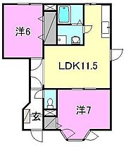 ヴィラ軽井沢Ｂ 102 号室 ｜ 愛媛県松山市南斎院町（賃貸アパート2LDK・1階・58.00㎡） その2