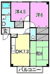 フォブール岡田 3DKの間取図画像